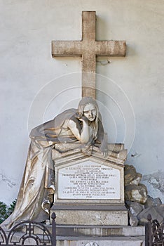 The statue of an angel in the cemetery of S.Anna in Trieste