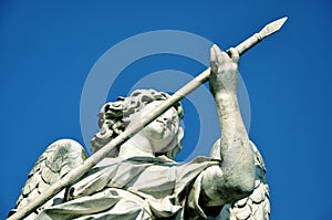 Statue of angel holding the holy lance