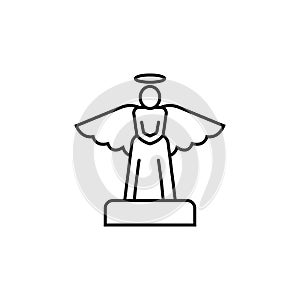 statue, angel line icon on white background
