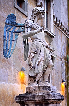 Statue of angel with metal wings, Castel Sant`Angelo, Rome, Italy