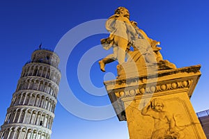 Statue of Angels near the Leaning Tower of Pisa in Italy