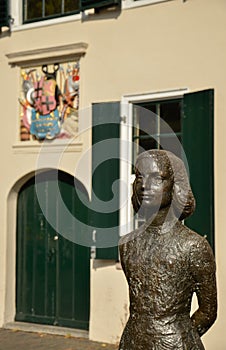 Statue of Anne Frank, Janskerkhof, Utrecht, the Netherlands photo