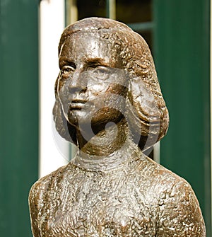 Statue of Anne Frank, Janskerkhof, Utrecht, the Netherlands photo