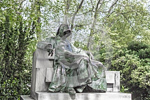 Statue of anonymous in the city park of Budapest