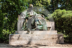 statue of Anonymus in Budapest