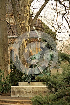 Statue of Anonymus (unidentified author of The Deeds of the Hungarians) in Budapest City Park