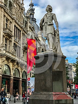 Statue of Antwerp painter Antoon van Dyck in central Antwerp, Be