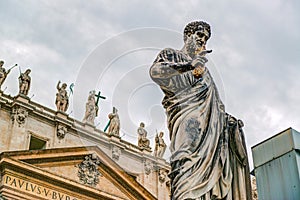 Statue of apostle Peter in front of the Basilica of St. Peter, V