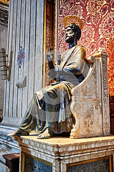 Statue of apostle St. Peter in St. Peter's Basilica in Rome