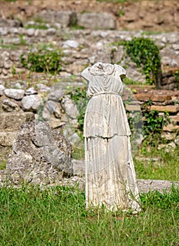 Statue in Archaeological Park of Dion. Pieria, Greece