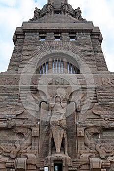 Statue of Archangel Michael at the entrance to The Monument to the Battle of the Nations in Leipzig City, Germany