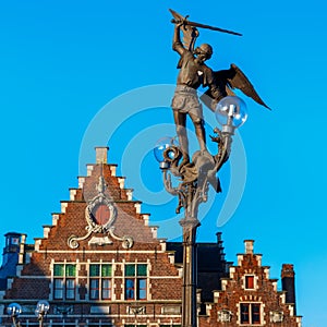 Statue of Archangel Michael in Ghent, Belgium