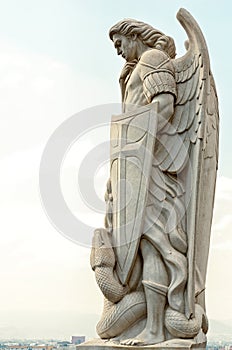 Statue of the Archangel Michael near the Basilica of Guadalupe i