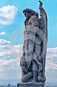 Statue of the Archangel Michael near the Basilica of Guadalupe i