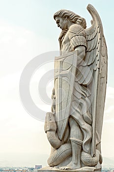 Statue of the Archangel Michael near the Basilica of Guadalupe i photo