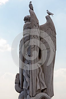 Statue of the Archangel Michael near the Basilica of Guadalupe in Mexico City
