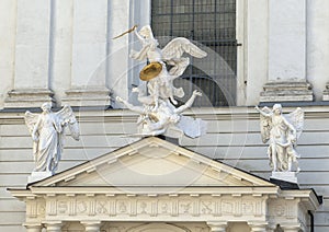 Statue Archangel Michael slaying satan, Vienna, Austria