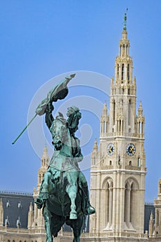 Statue of Archduke Charles on the Heldenplatz in front of the Viennese City Hall photo