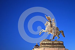 Statue of Archduke Charles on Heldenplatz square by night in Vienna photo