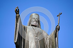 Statue of the Archibishop Damaskinos in Metropoli square, in Athens