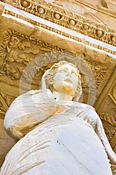 Statue of Arete at Celcus library in Ephesus photo