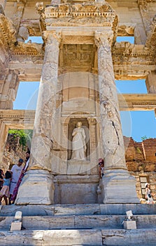 Statue of Arete Virtue at the Library of Celsus in the Ancient Greek City Of Ephesus, Turkey.