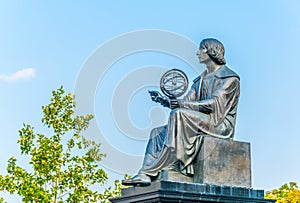 Statue of astromoner Copernicus in Warsaw Poland in front of Academy of Science...IMAGE