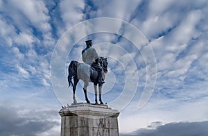 Statue of Ataturk with white and blue sky background, Ankara Turkey