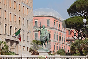 Statue of August Statua di Augusto on Cesario Console Street. Naples, Italy