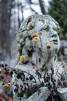 Statue of baby angel on the graveyard