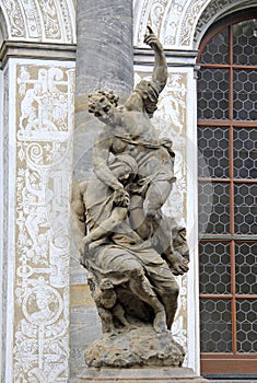 Statue at Ball Game Hall in Royal garden in PRAGUE, CZECH REPUBLIC