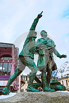 The statue of Balmat and Paccard, Chamonix, France