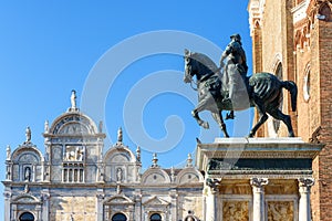 Statue of Bartolomeo Colleoni of 15th century, Venice, Italy photo