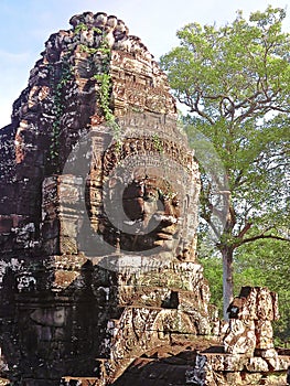 Statue Bayon Temple Angkor Thom, Cambodia