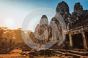 Statue Bayon Temple Angkor Thom, Cambodia.