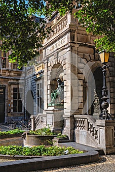 Statue of the Belgian writer Hendrik Concience in the city Antwerp, Belgium
