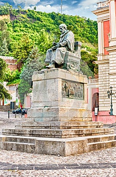 The statue of Bernardino Telesio, Old town of Cosenza, Italy