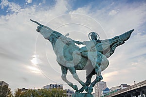 Statue at Bir-Hakeim bridge in Paris