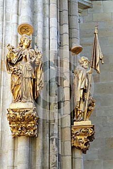 Statue of a bishop in the Saint Vitus Cathedral in Prague, Czech Republic