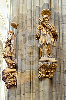 Statue of a bishop in the Saint Vitus Cathedral in Prague, Czech Republic