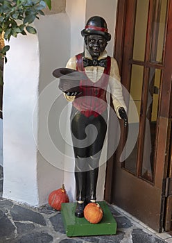 Statue of a black man in the Hotel-Restaurant Zum Schwarzen Baren, Emmersdorf an der Danau, Austria