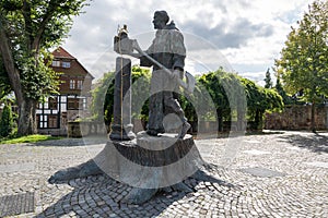 The statue of Boniface near the cathedral of the small German to