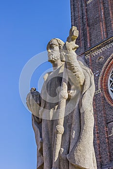 Statue of Boniface at the roman catholic church in Leeuwarden