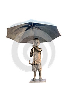 Statue of a boy with umbrella, Sibenik, Croatia