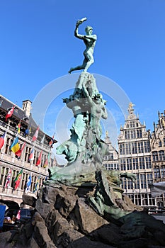Statue of Brabo and the giant's hand, Antwerp, Belgium