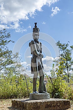 statue of the brave soldier Lacroix who guarded the fortress alone