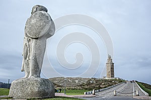 Statue of Breogan in A Coruna, Galicia, Spain