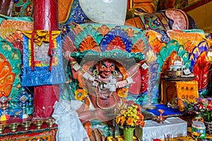 Statue of Buddha  of a altar at Hemis monastery in Leh, Ladakh,   Jammu and Kashmir