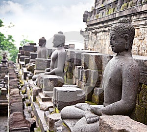 A statue of the Buddha from Borobudur on Java , Indonesia.