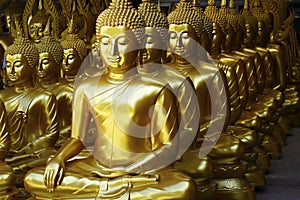 Statue of buddha, in buddhist temple ,with golden color